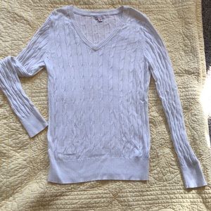 Cream knit v-neck sweater
